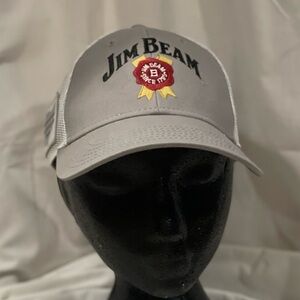 Jim Beam Official Whiskey Logo Trucker Style‎ Hat Ball Cap Gray One Size Fits